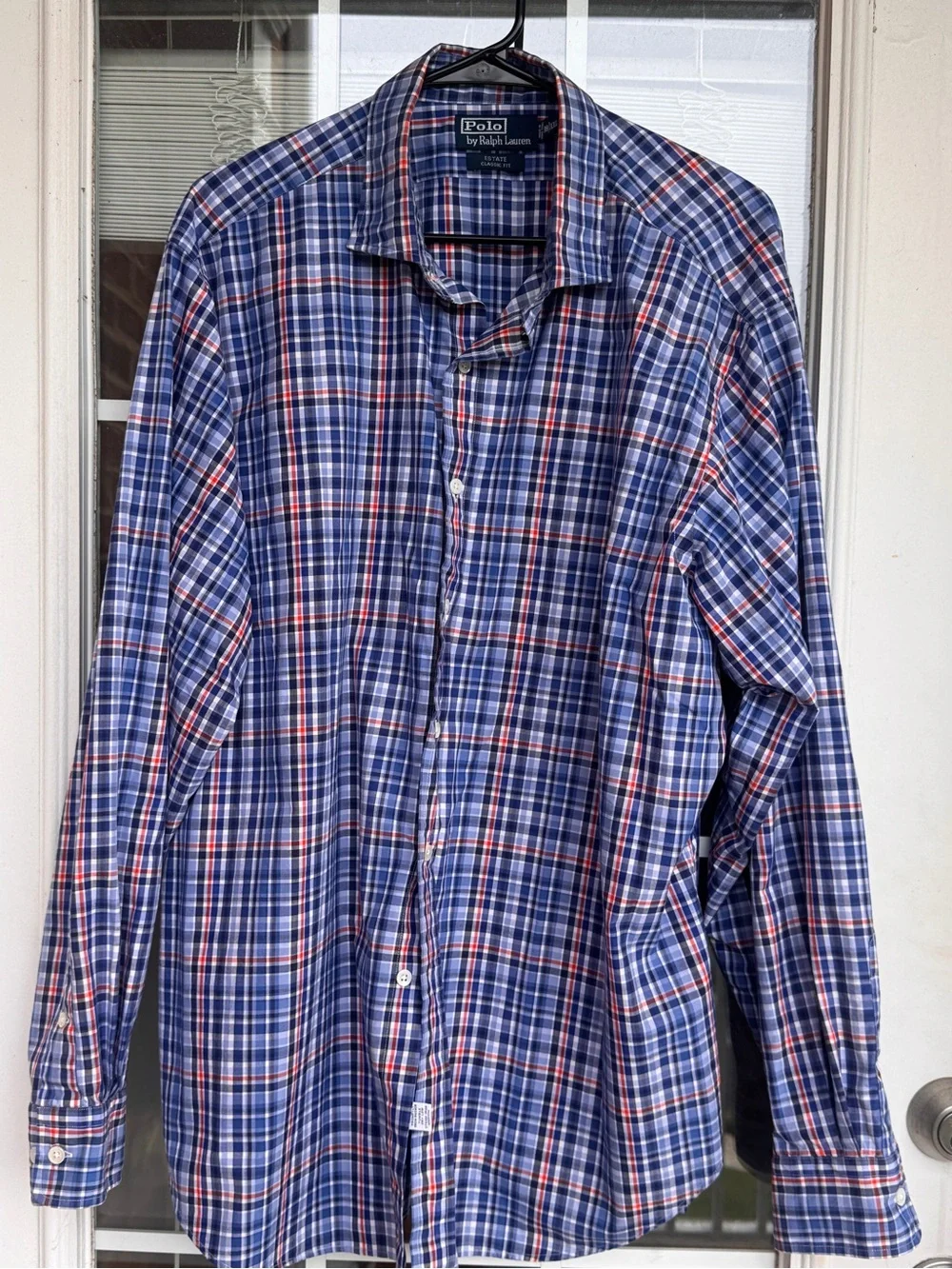 Men's Blue Plaid Button-Up Shirt